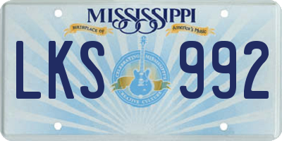 MS license plate LKS992