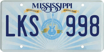 MS license plate LKS998