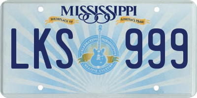 MS license plate LKS999