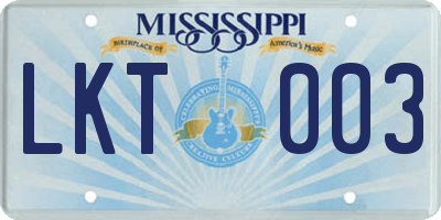 MS license plate LKT003