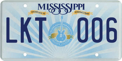 MS license plate LKT006