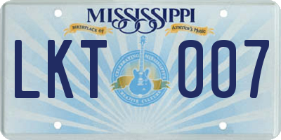 MS license plate LKT007