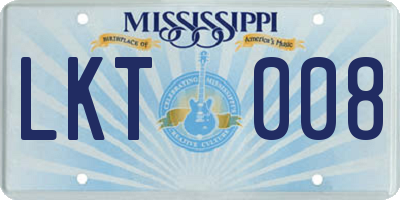 MS license plate LKT008