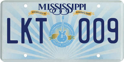 MS license plate LKT009