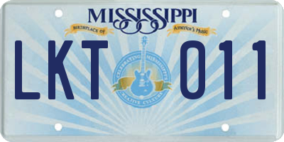 MS license plate LKT011