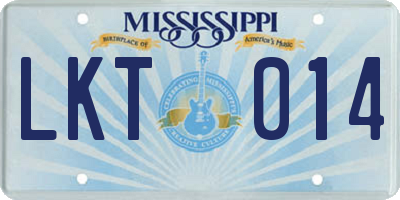 MS license plate LKT014