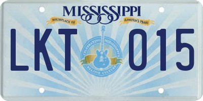 MS license plate LKT015