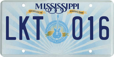 MS license plate LKT016