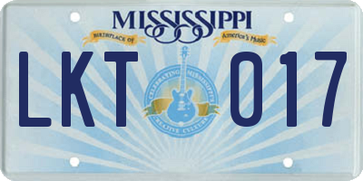 MS license plate LKT017