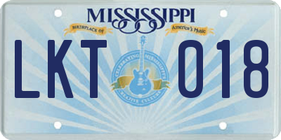 MS license plate LKT018