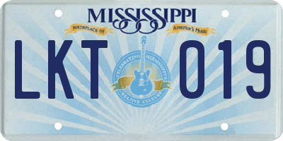 MS license plate LKT019