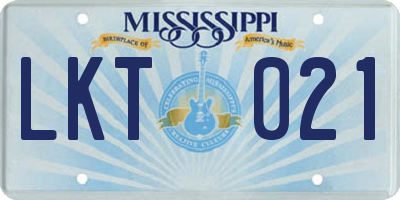 MS license plate LKT021