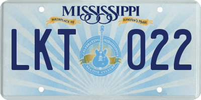 MS license plate LKT022