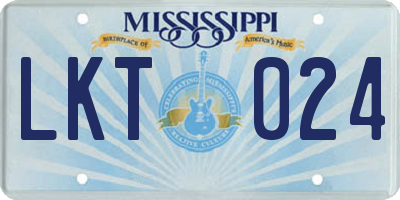 MS license plate LKT024