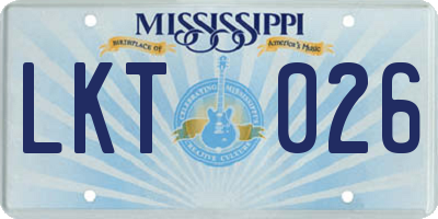 MS license plate LKT026