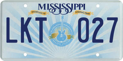 MS license plate LKT027
