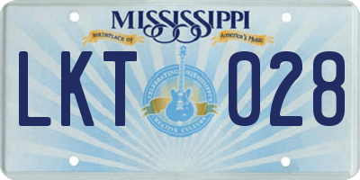 MS license plate LKT028