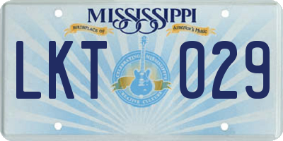 MS license plate LKT029
