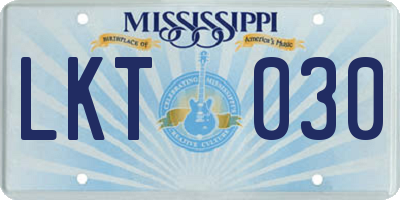 MS license plate LKT030