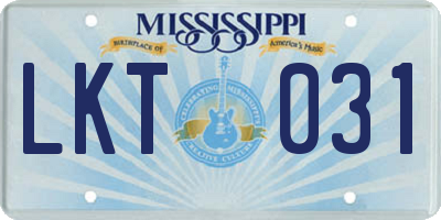MS license plate LKT031