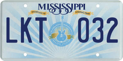 MS license plate LKT032