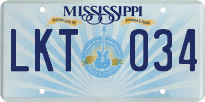MS license plate LKT034