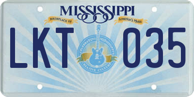 MS license plate LKT035