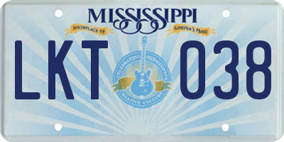 MS license plate LKT038
