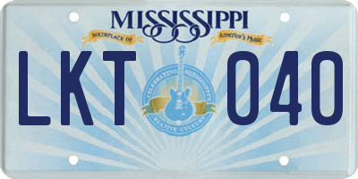 MS license plate LKT040