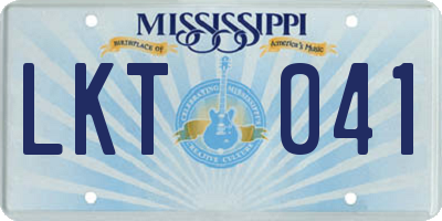 MS license plate LKT041