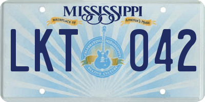 MS license plate LKT042