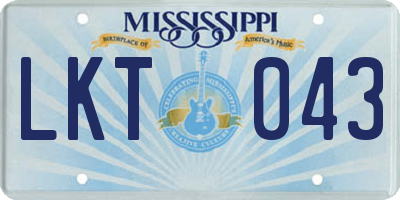 MS license plate LKT043