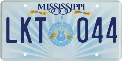 MS license plate LKT044