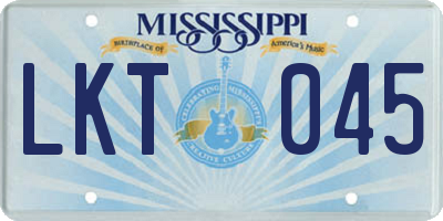 MS license plate LKT045