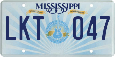 MS license plate LKT047