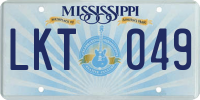 MS license plate LKT049