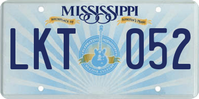 MS license plate LKT052