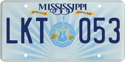 MS license plate LKT053