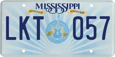 MS license plate LKT057