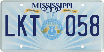 MS license plate LKT058