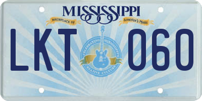 MS license plate LKT060