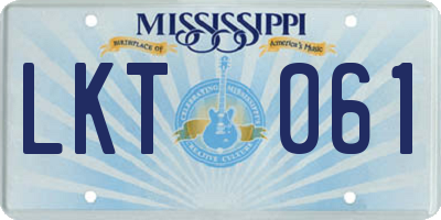 MS license plate LKT061