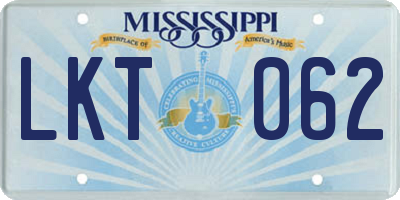 MS license plate LKT062