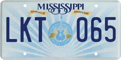 MS license plate LKT065