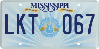 MS license plate LKT067