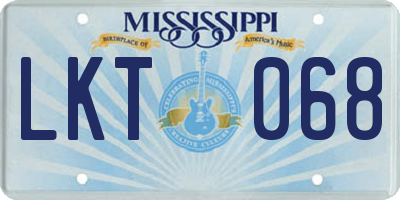 MS license plate LKT068