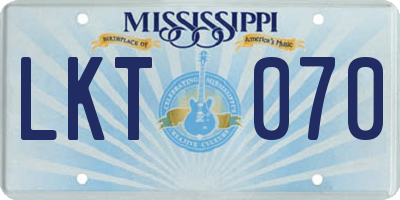 MS license plate LKT070