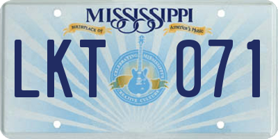 MS license plate LKT071