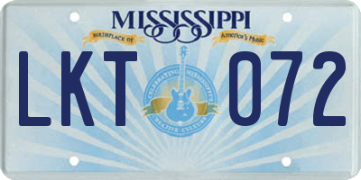 MS license plate LKT072