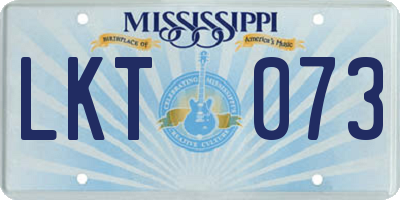 MS license plate LKT073